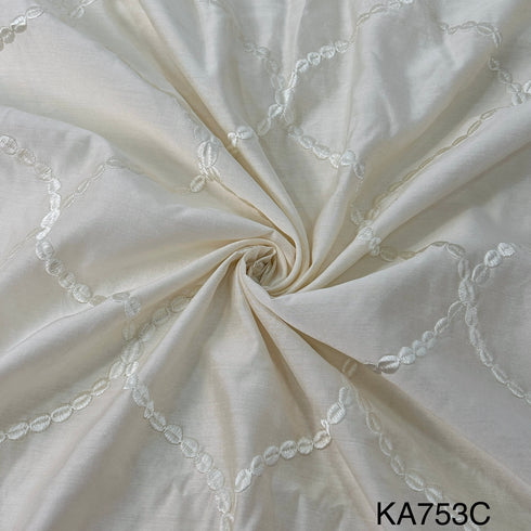 Thread Embroidered Chanderi Silk Fabric KA753